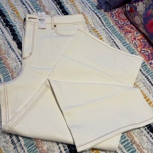 LOFT Cream Wide-Leg Pants